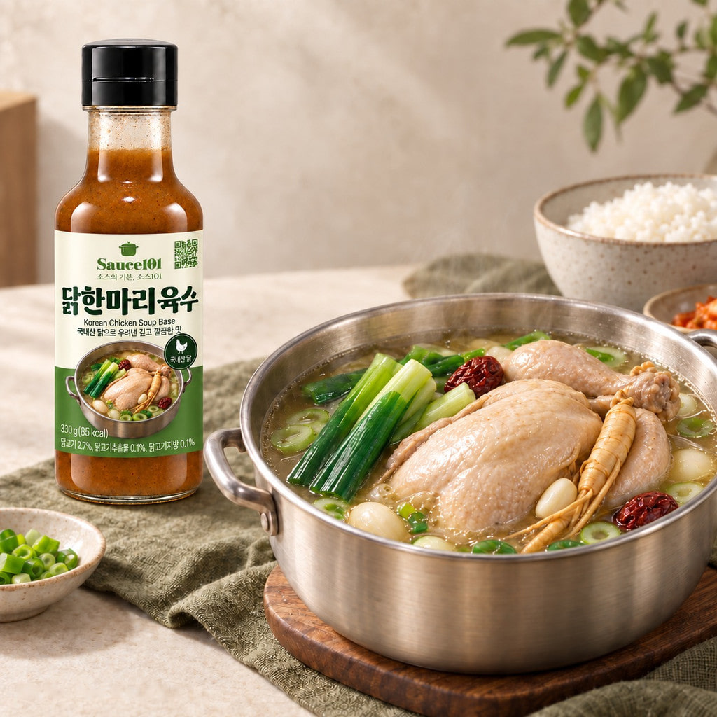 Chicken soup with the Sauce101 broth bottle