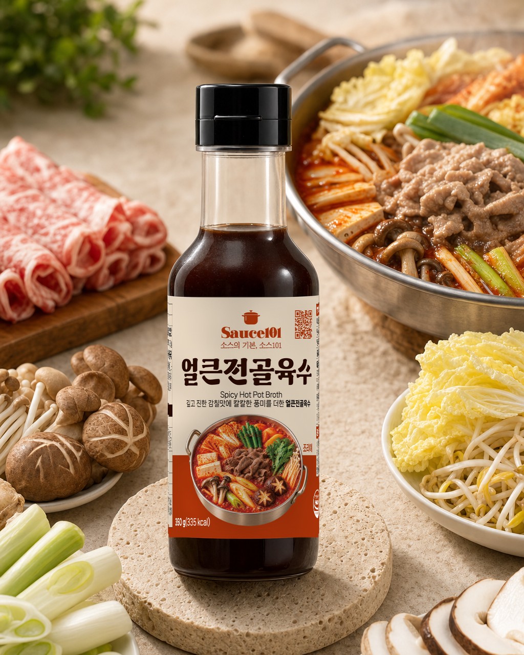 Spicy hot pot with the Sauce101 broth bottle